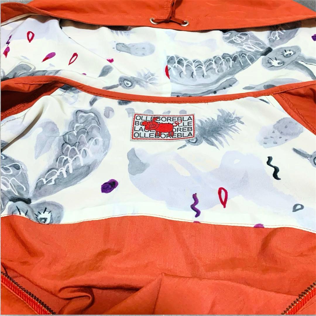 OLLEBOREBLA アルベロベロ ナイロンパーカー 刺繍 フード オレンジ