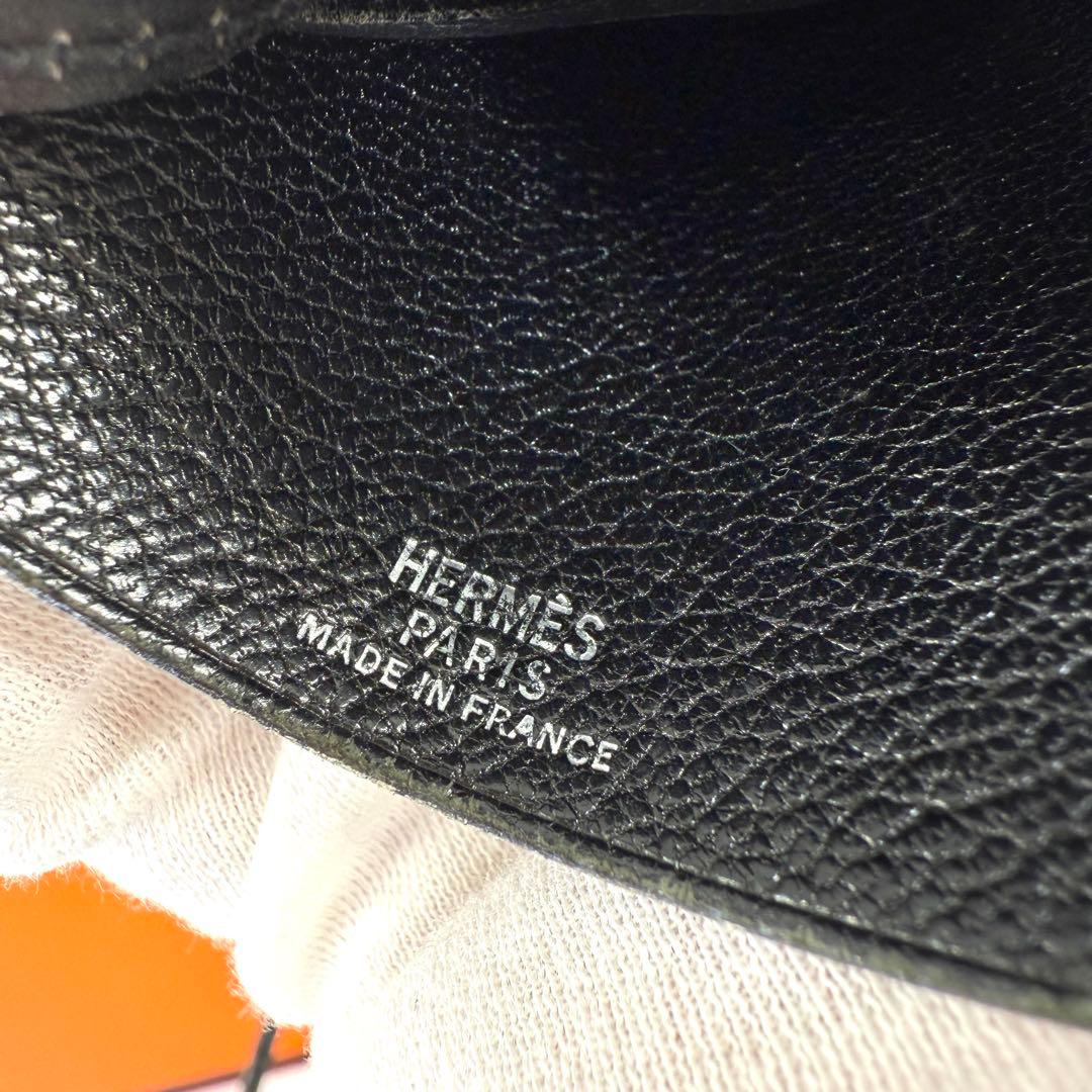 エルメス レザー クロシェット ネックストラップ ブラック 黒 キーリング