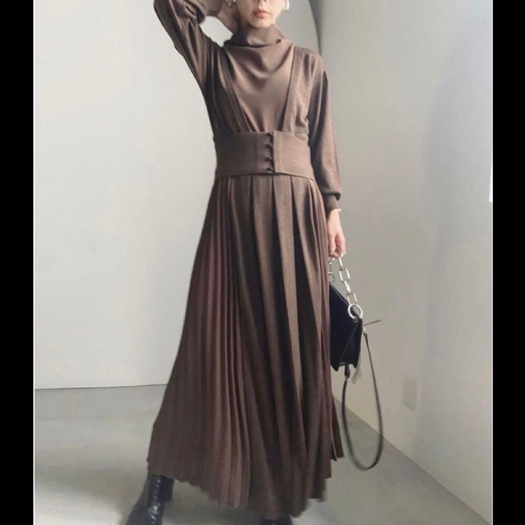 ワンピース Ameri vintage SIDE PLEATS KNIT DRESS M