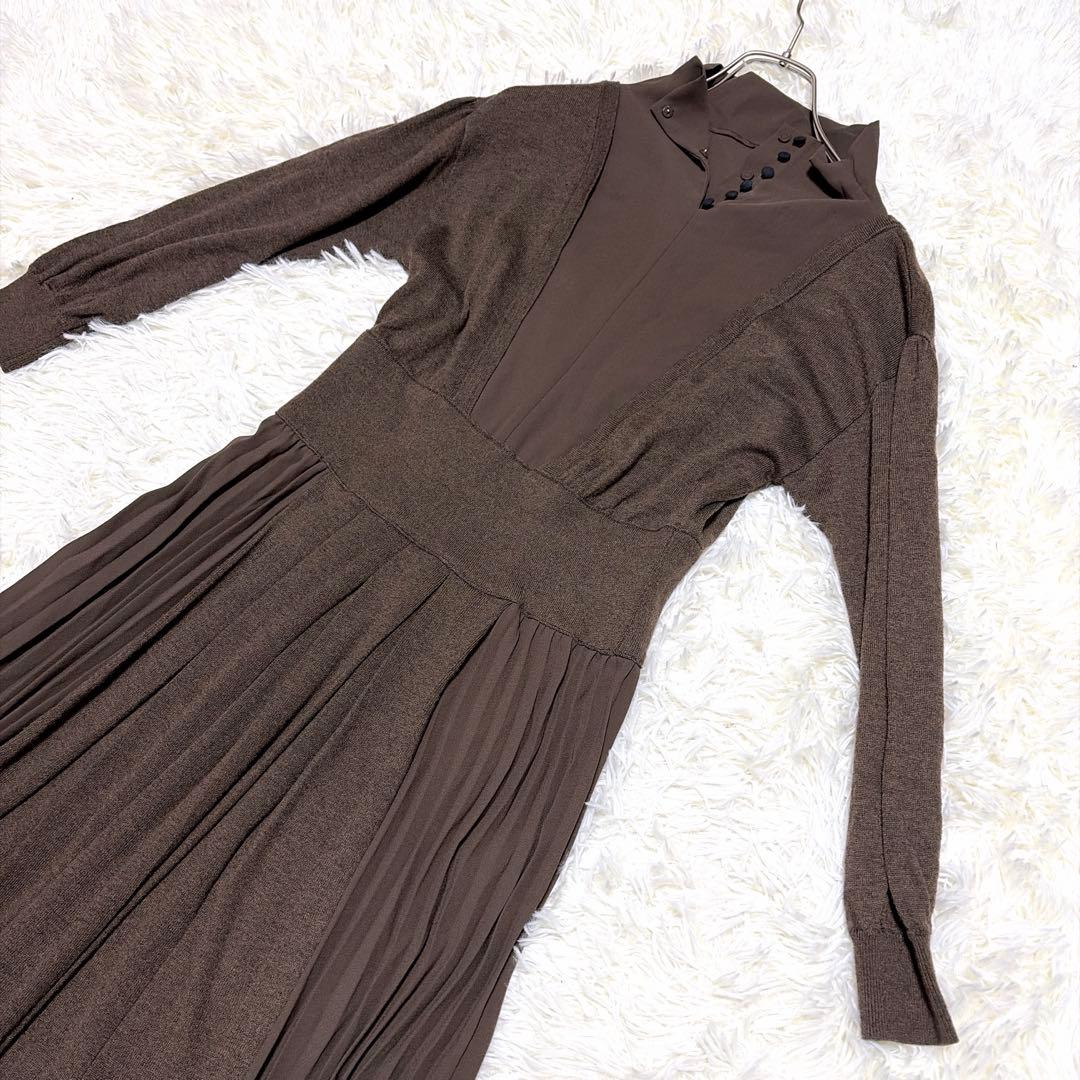 ワンピース Ameri vintage SIDE PLEATS KNIT DRESS M