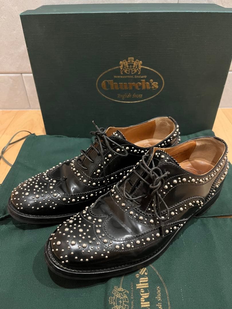 美品 Church's バーウッド スタッズ ブラック 35.5 約22.5㎝