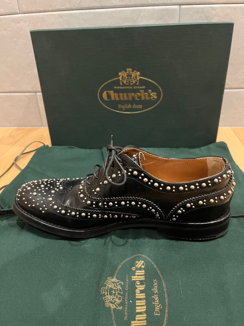 美品 Church's バーウッド スタッズ ブラック 35.5 約22.5㎝