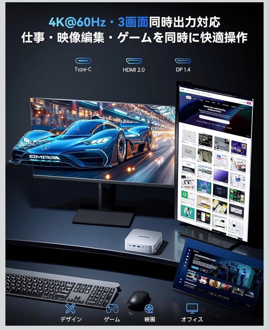 ACEMAGIC ミニPC Ryzen 7 6800H 16GB/512GB