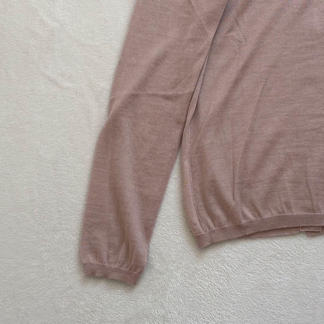 MIU MIU カシミヤシルク Vネック カーディガン ピンクベージュ 42