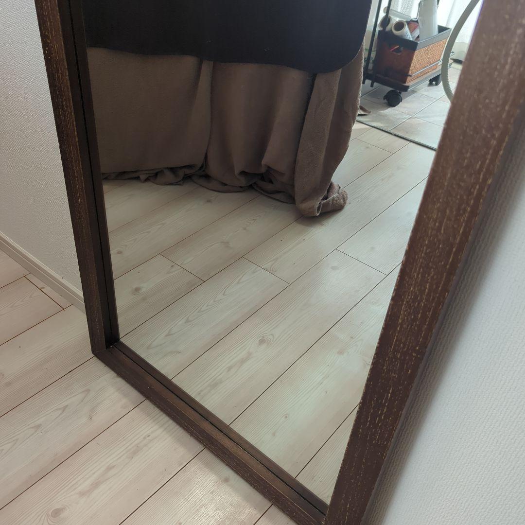 アンティークジャンボミラー全身鏡 立てかけタイプ ブラウン