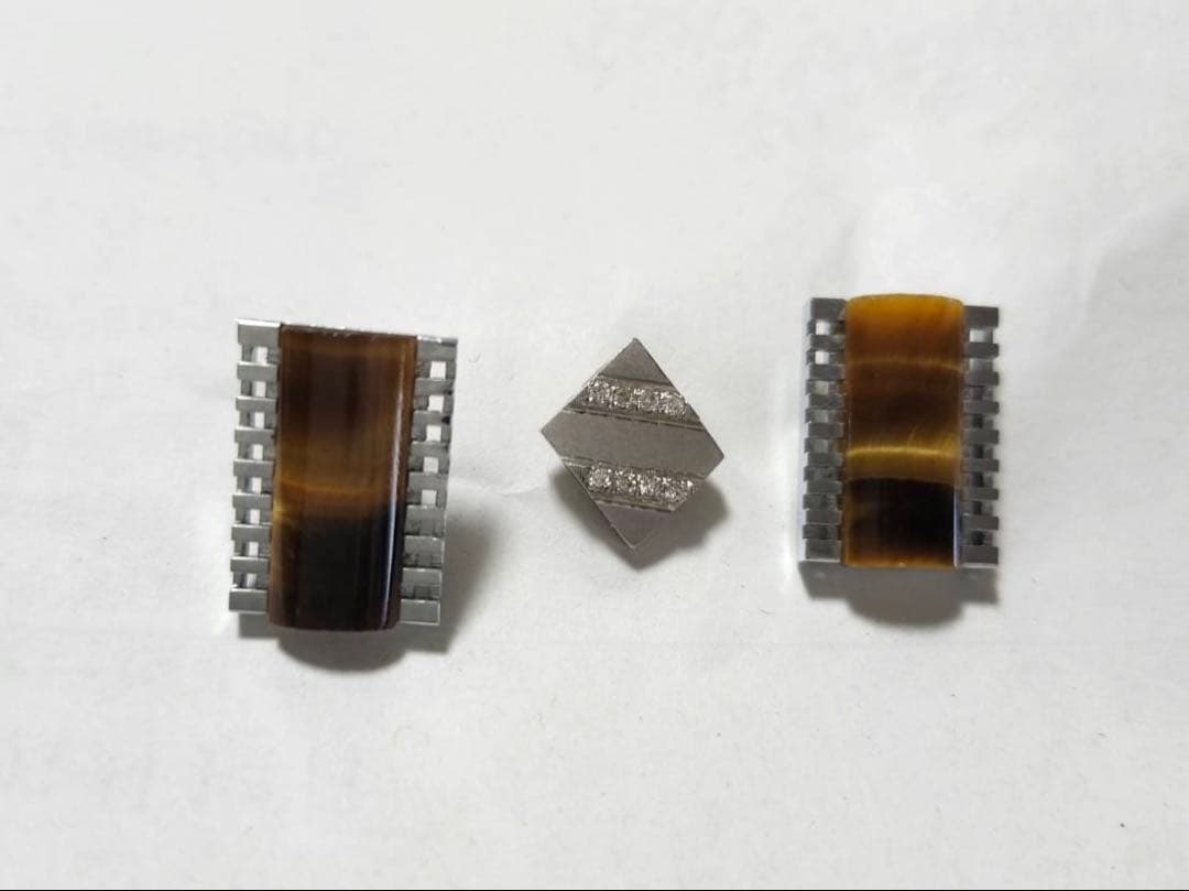 タイガーアイ ネクタイピン カフスボタンセット