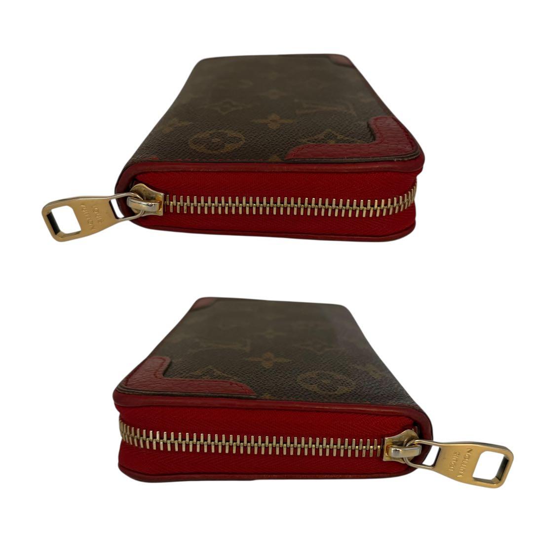 ルイヴィトン　ジッピーウォレット　レティーロ　ラウンドファスナー　モノグラム　赤