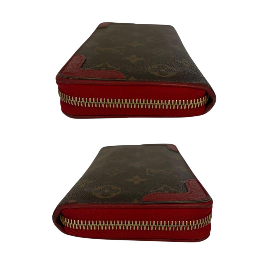 ルイヴィトン　ジッピーウォレット　レティーロ　ラウンドファスナー　モノグラム　赤