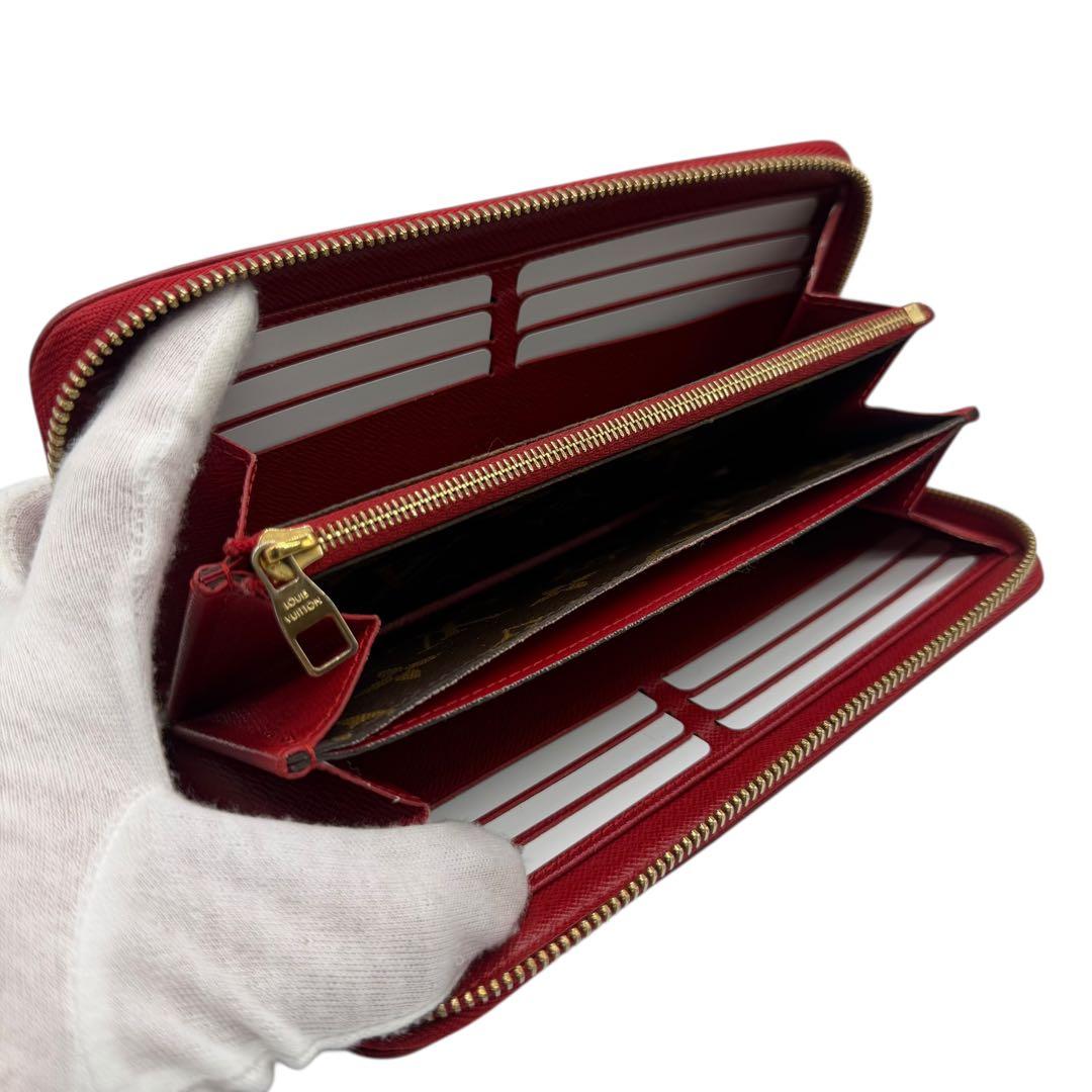 ルイヴィトン　ジッピーウォレット　レティーロ　ラウンドファスナー　モノグラム　赤