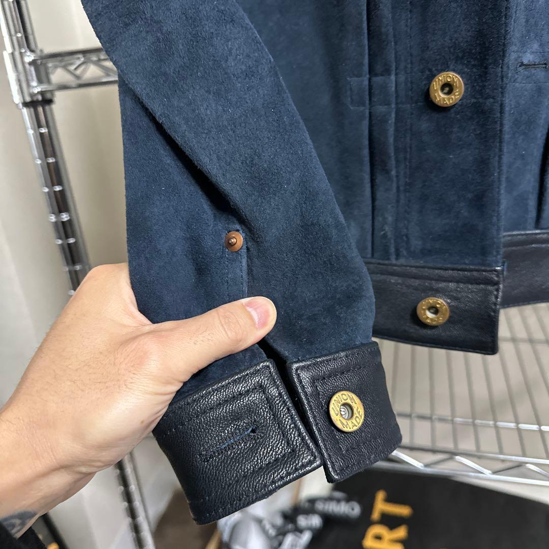 インディゴブルー 1.4mm厚 ゴートレザー 頭層スエード Type3 M