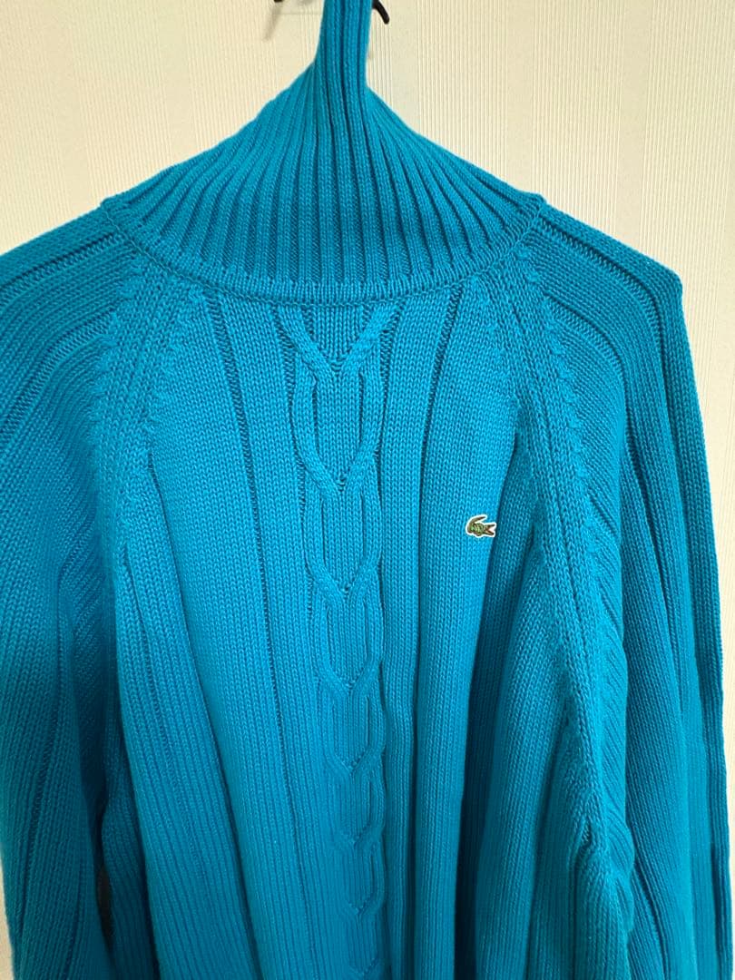 LACOSTE ケーブル編み タートルネックセーター
