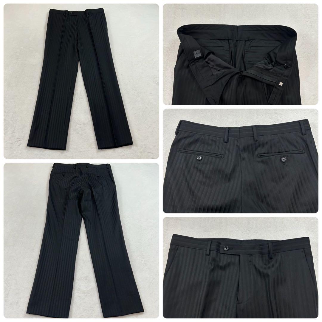 K584 美品 M カルバンクライン ストライプ柄 スーツ上下 ブラック メンズ