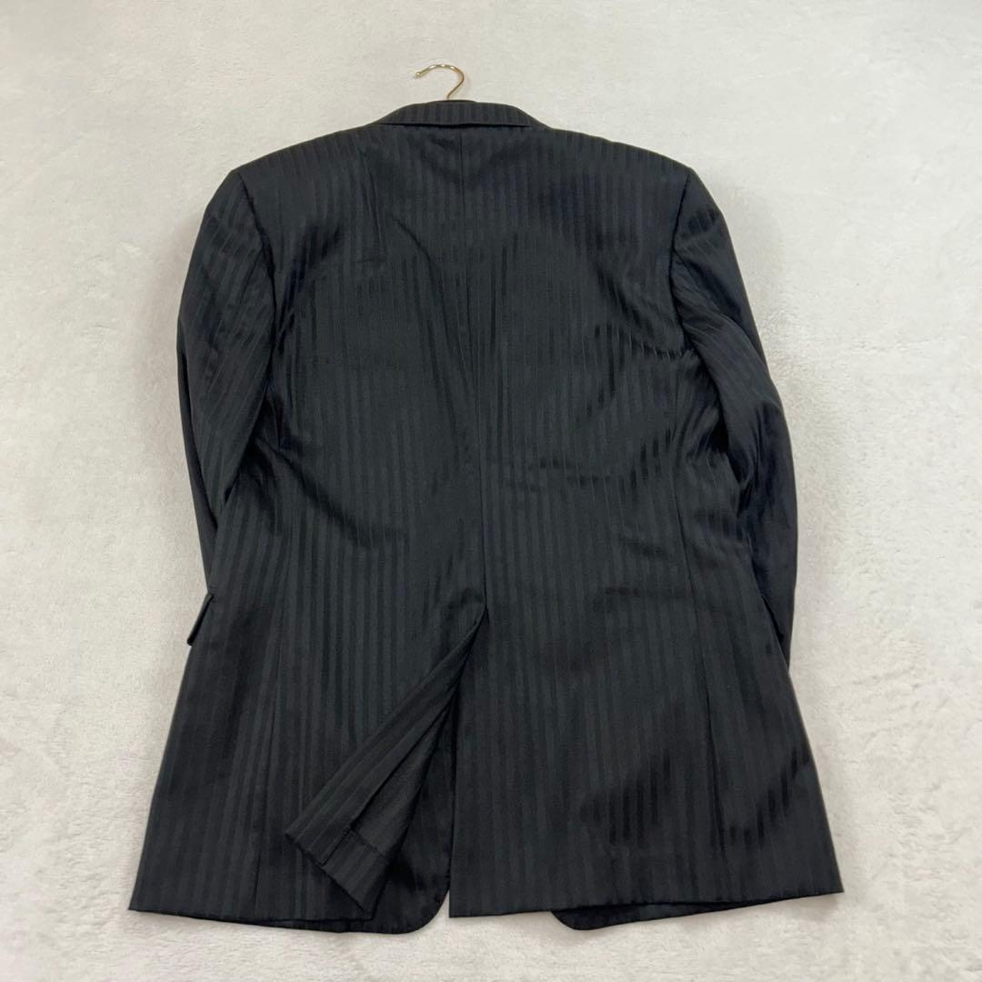 K584 美品 M カルバンクライン ストライプ柄 スーツ上下 ブラック メンズ