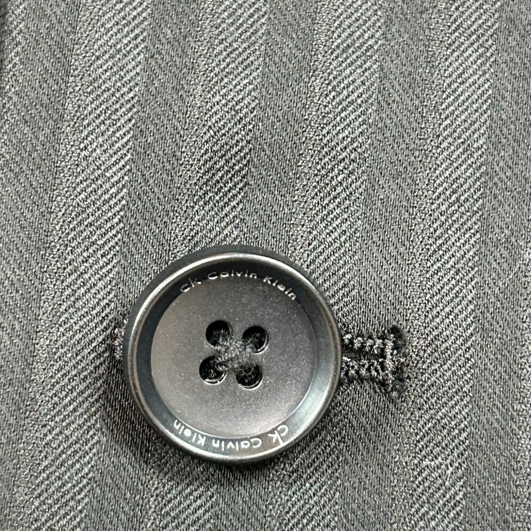 K584 美品 M カルバンクライン ストライプ柄 スーツ上下 ブラック メンズ