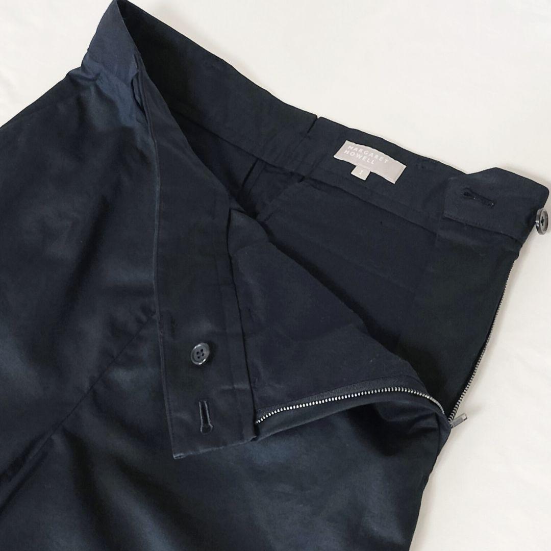 美品 MARGARET HOWELL コットンリネン ツイルパンツ 黒 Ⅰ
