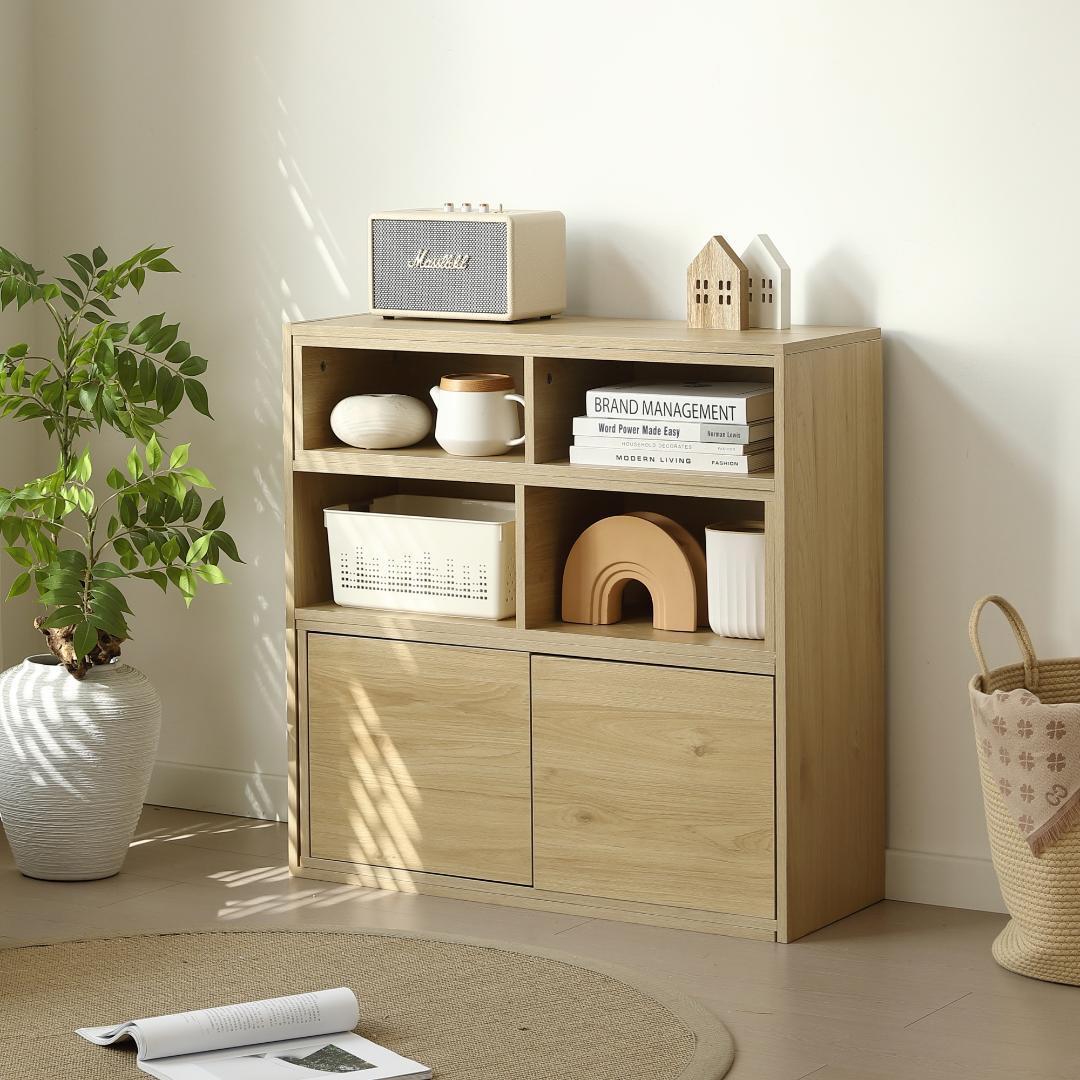 超人気！伸縮ラック オープンシェルフ サイドボード リビング収納 幅80～158