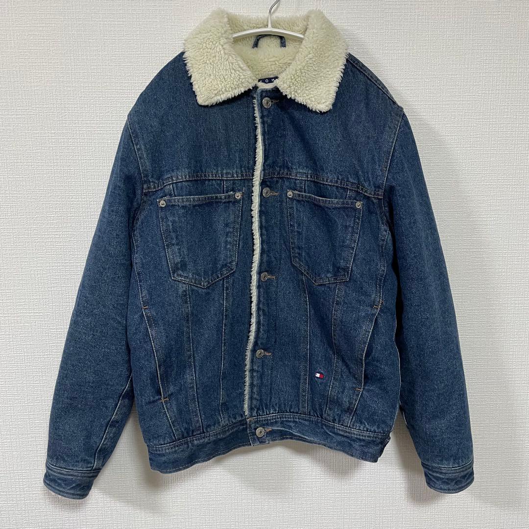   トミー　ボアデニムジャケット フラッグロゴ　 M