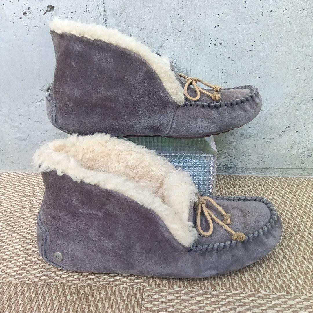 【極美品】UGG アグ アレーナ モカシン ムートンブーツ23cm グレー