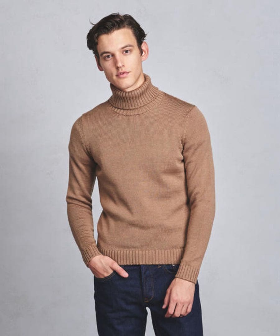 ZANONE ミドルゲージ　タートルネック　キャメル　46 ニット　セーター