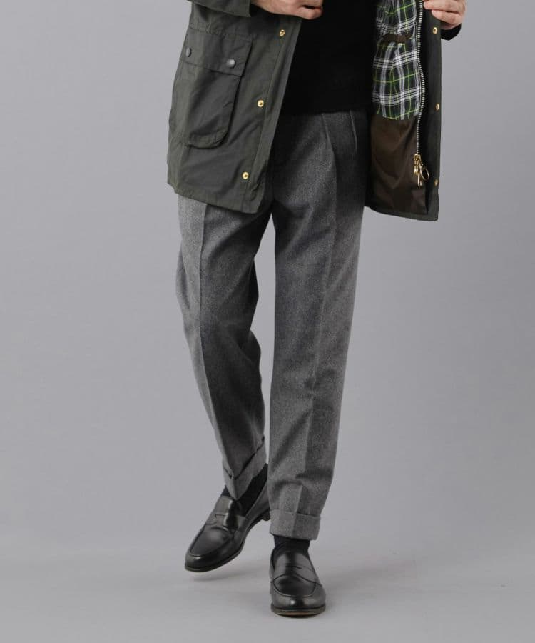 ブリティッシュメイド　プリーツ入りスラックス　フランネル