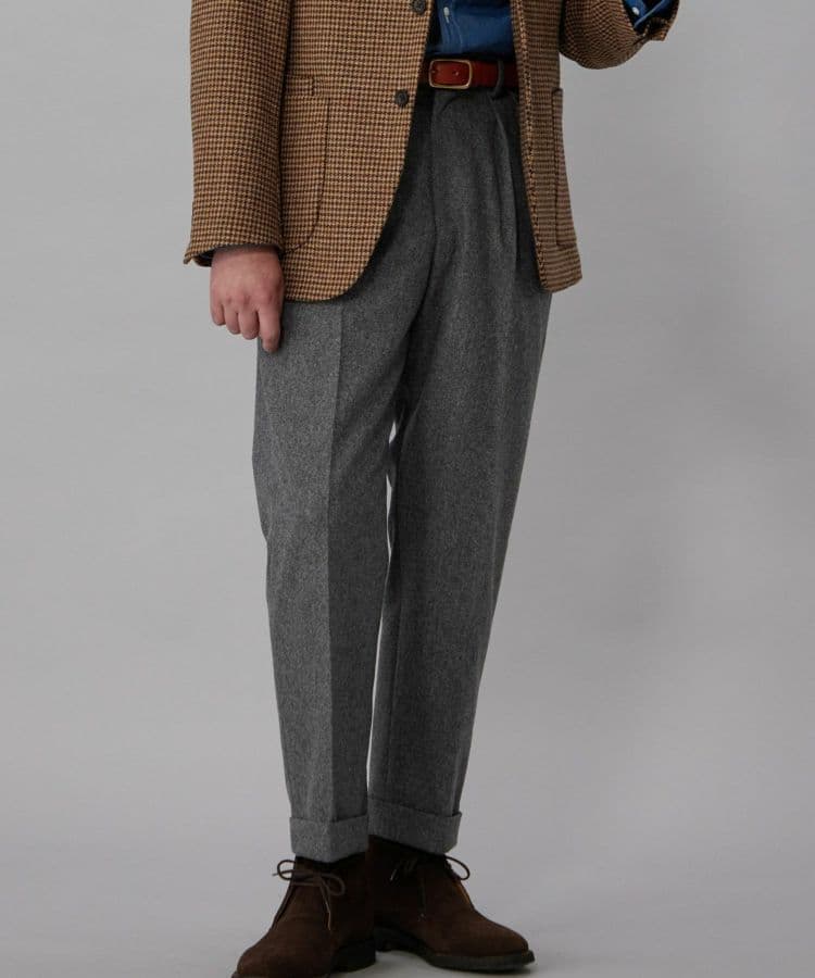 ブリティッシュメイド　プリーツ入りスラックス　フランネル