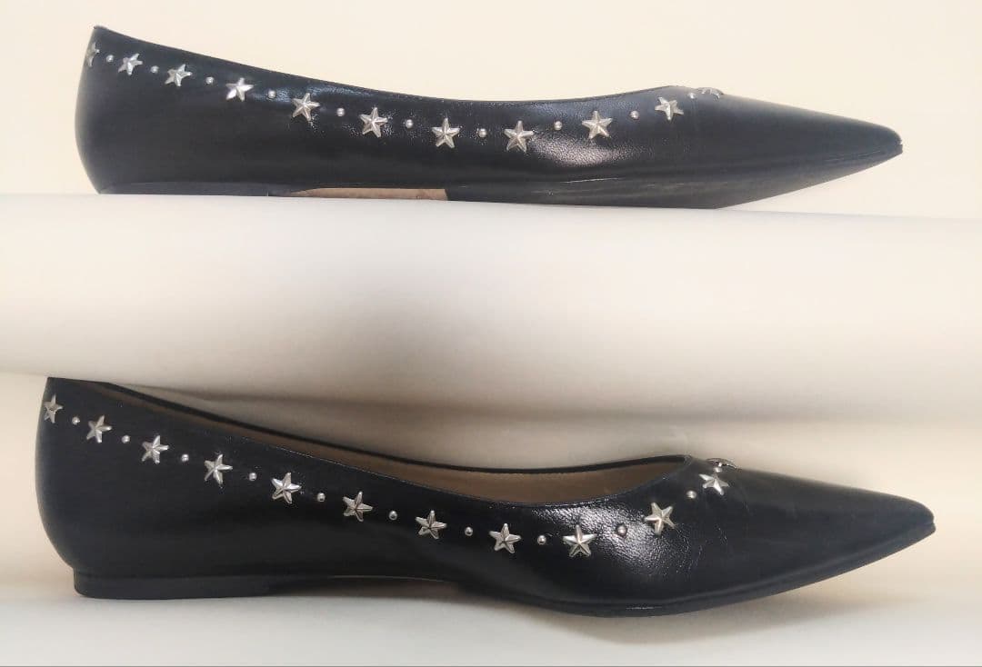 【Jimmy Choo】スタースタッズ フラットシューズ ブラック 38＊箱付き