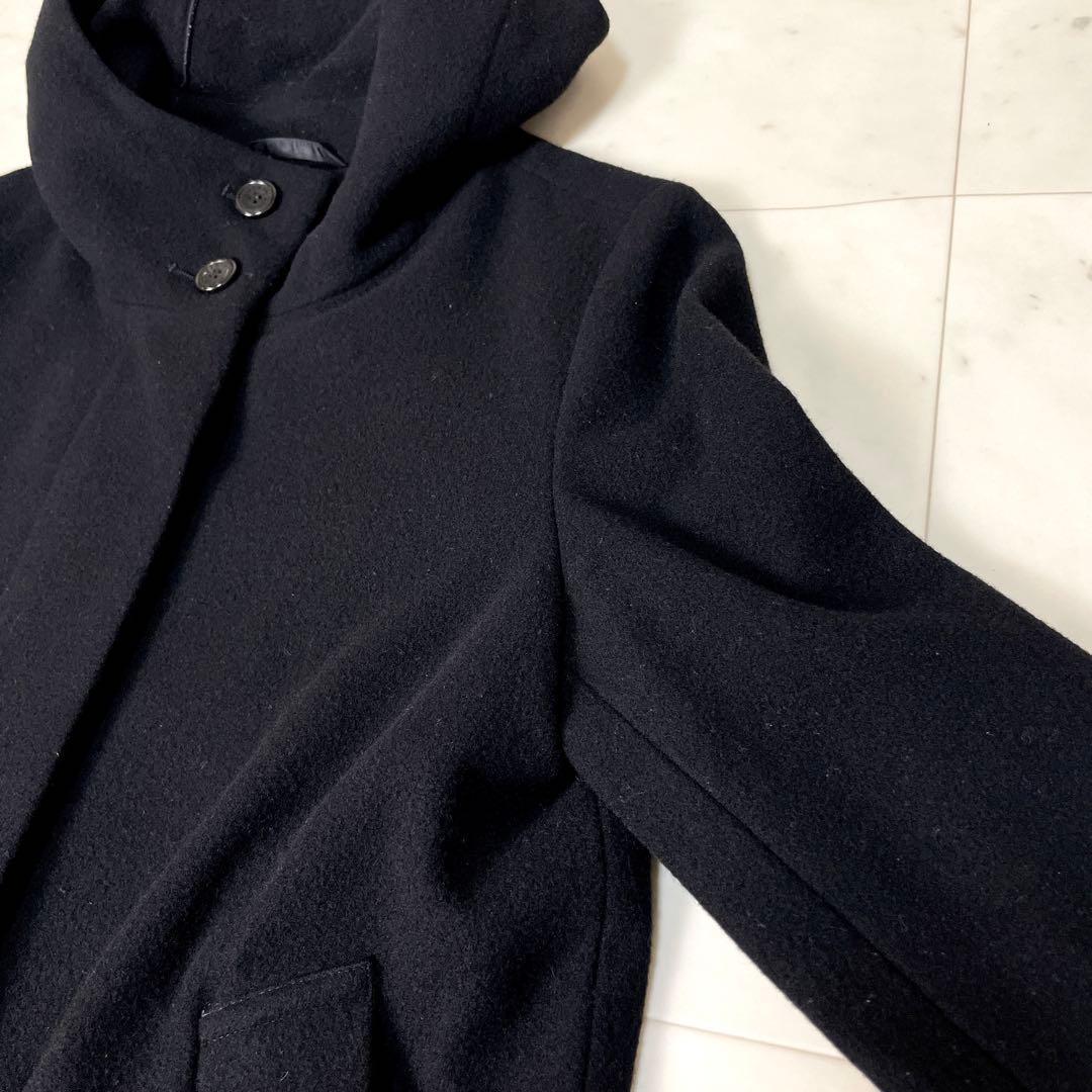 【美品】マッキントッシュロンドン ソフトウールモッサフーデットコート M 黒