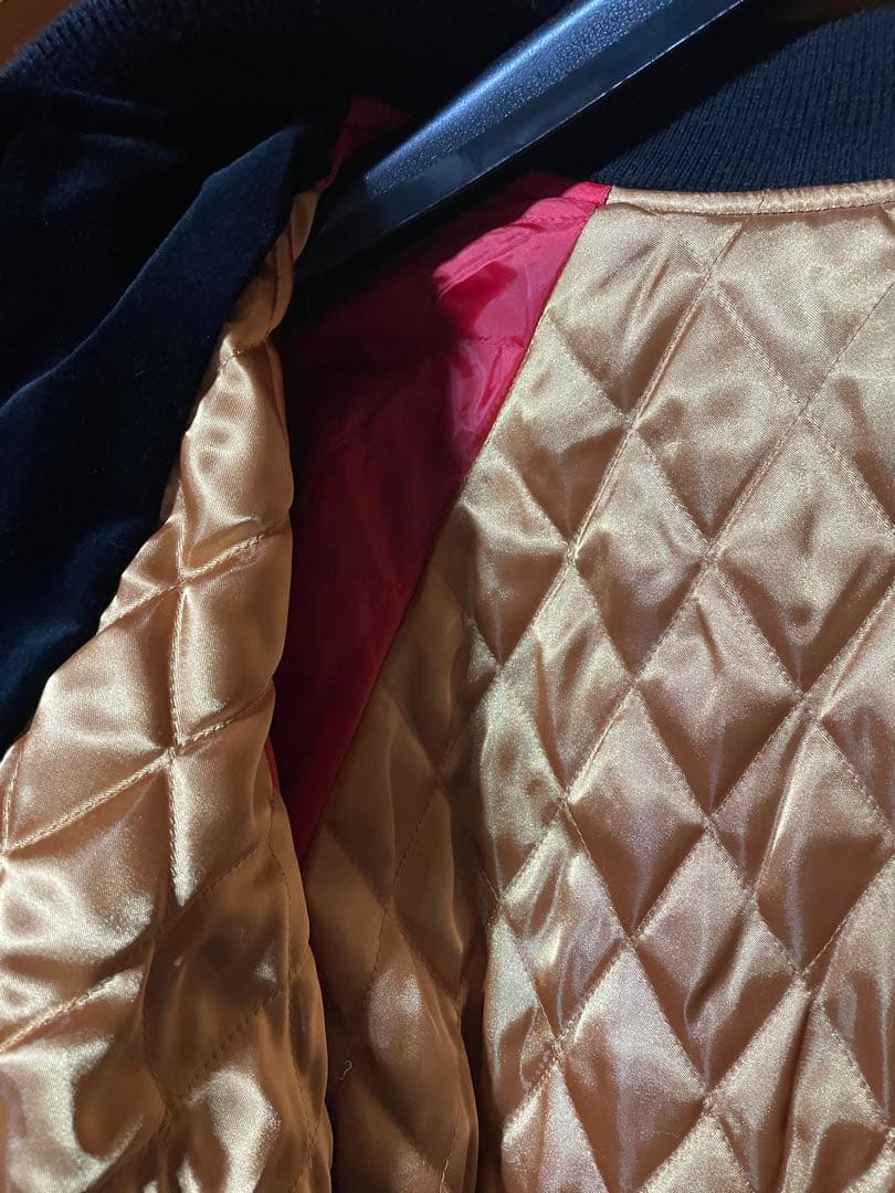 ふみ　虎　蛇　刺繍 黒　ベロアスカジャン 日本製