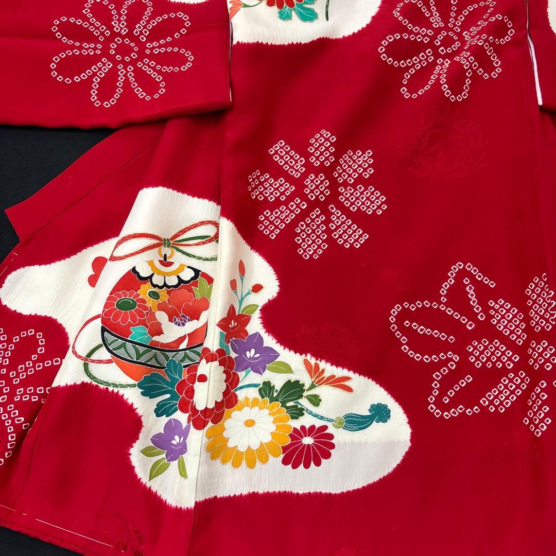 特選京友禅絞り染、手描美術、桶絞り工芸　新品正絹産着（お祝着）純古典四季花王朝文