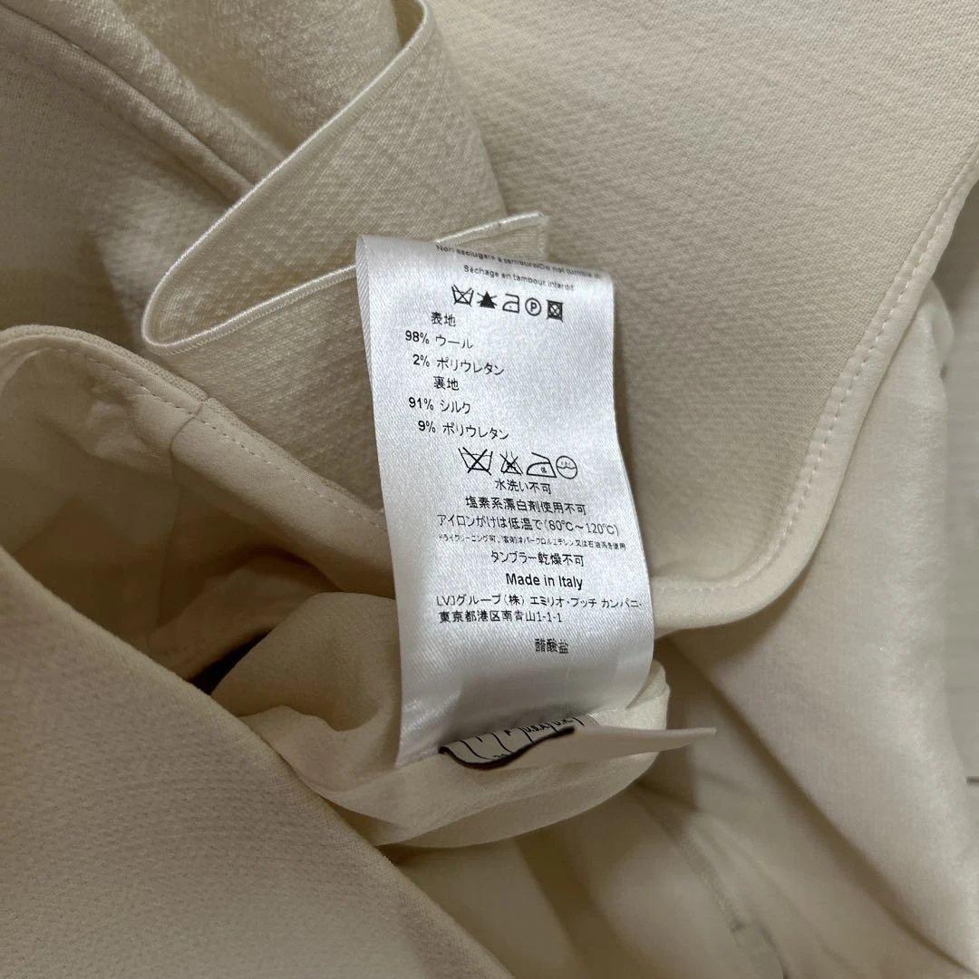 エミリオプッチ　フリルノースリーブひざ丈ワンピース　オフホワイト34 冬Xmas