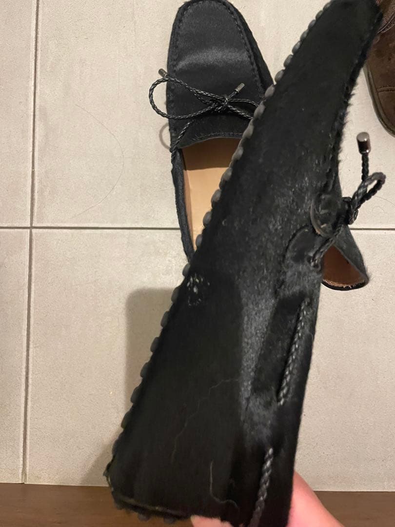 トッズ　メンズ　ハラコ　ブラック　7ハーフ