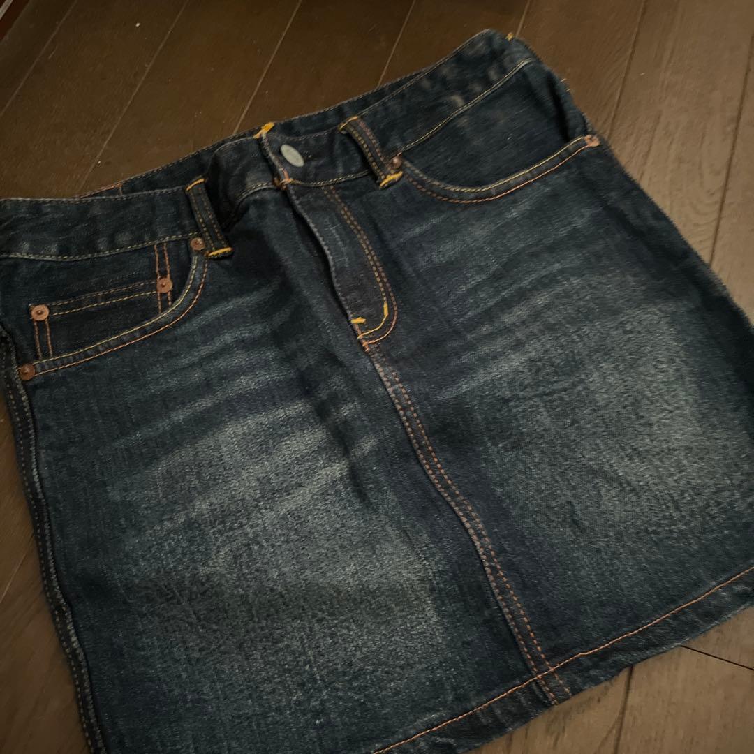 evisu ハート刺繍 ミニスカート