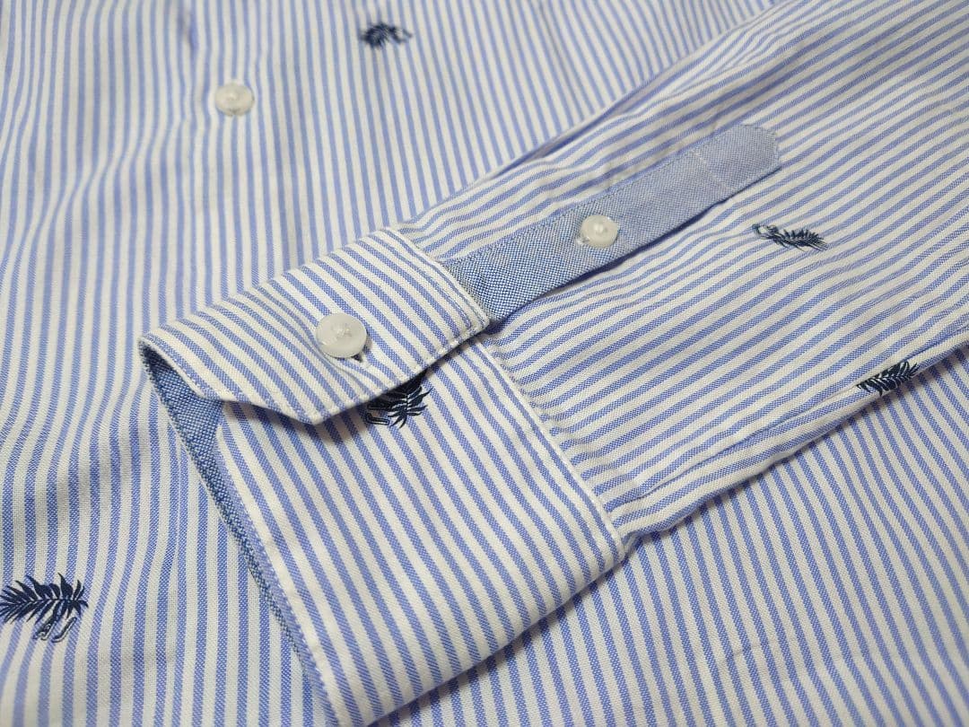 美品 アルマーニジュニア 16A ブルー ストライプ長袖シャツ