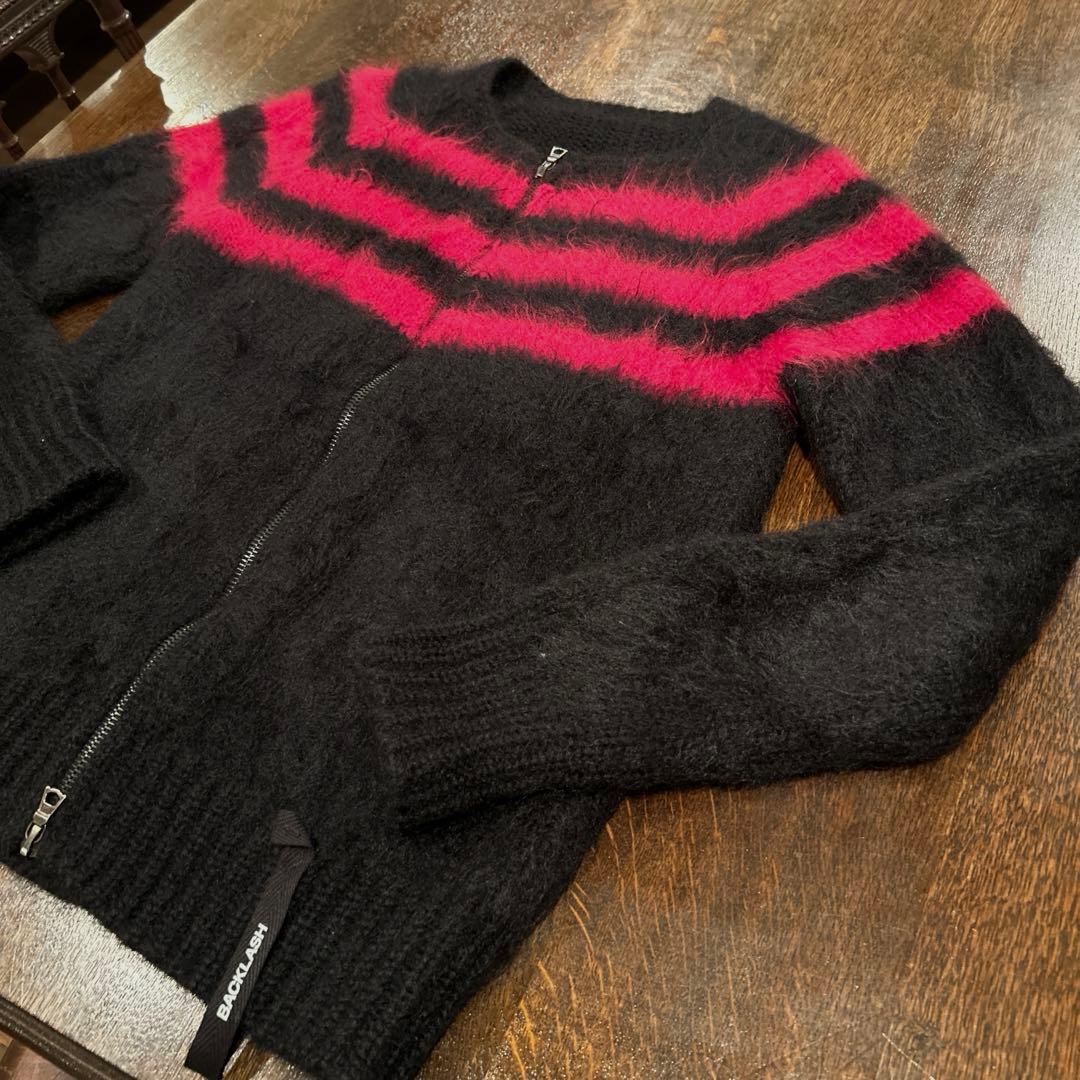 BACKLASH バックラッシュ　モヘアニット　カーディガン　ライダース　ロエン