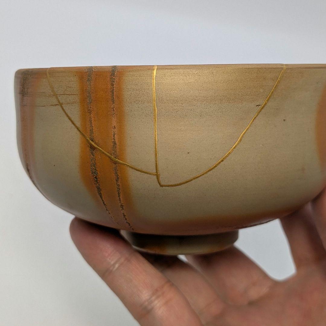 【金継ぎあり】三代 松田華山 備前焼 緋襷茶盌 共箱共布 抹茶碗 茶道具 茶器