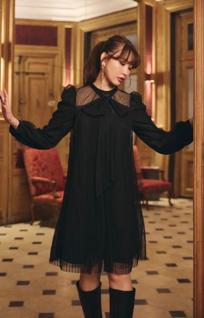 Herlipto French Pleated Lace Dress ワンピース