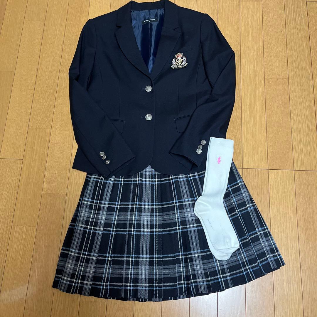 ポンポネットジュニア　フォーマル　ブレザースカート靴下ワッペン卒業式 中学受験
