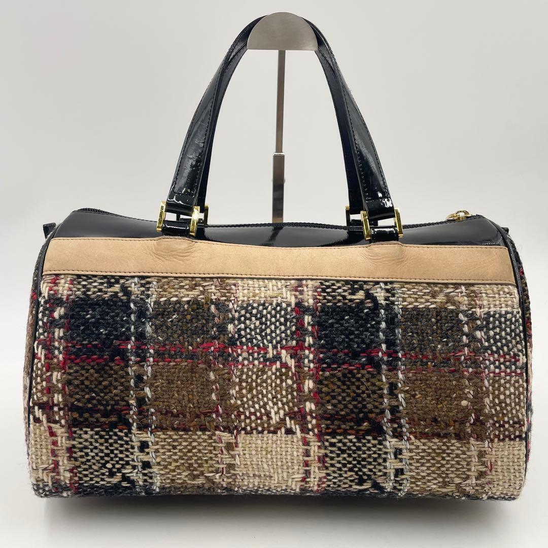 入手困難・美品✨BURBERRY ツイード ミニボストン ノバチェック 大容量