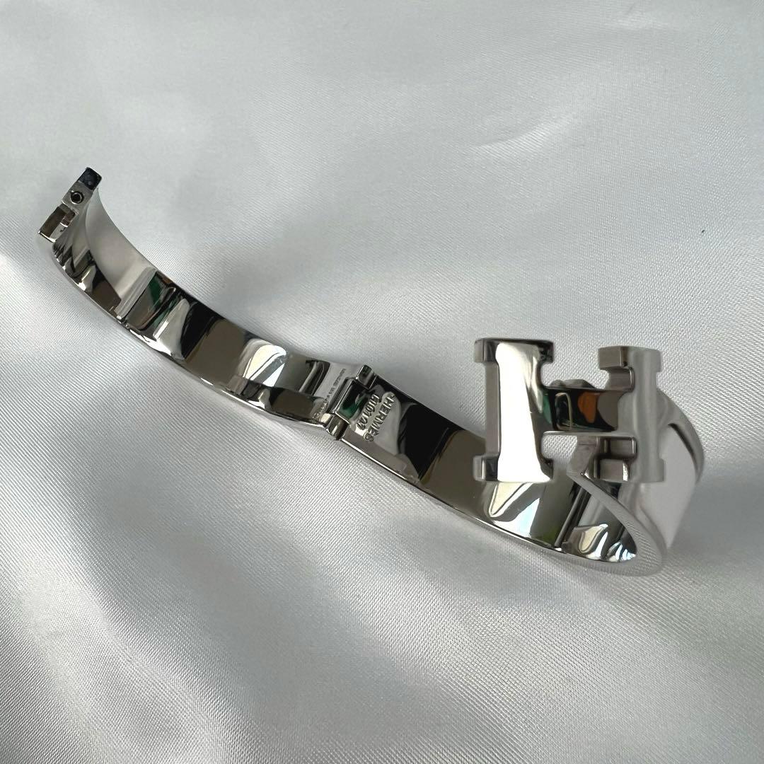 【美品】HERMES エルメス　ホワイト×シルバー　バングル　ブレスレット