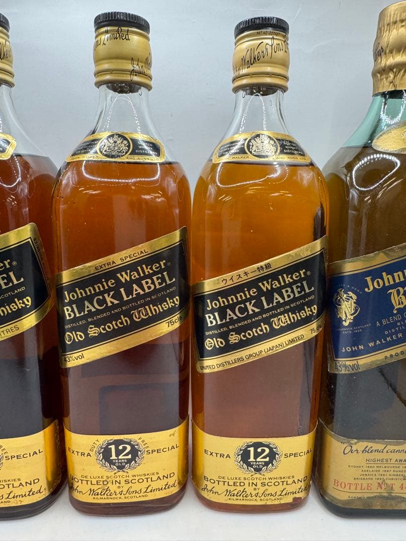 古酒　ジョニーウォーカー　ブラックラベル　ブルーラベル　金キャップ　5本セット