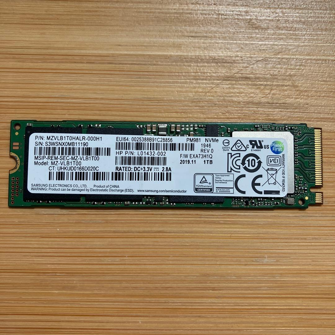 内蔵型SSD Samsung 1TB NVMe M.2 2280 SSD