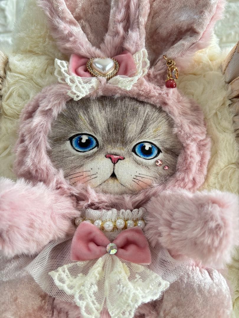 黒*こ様 コヤンイサムチョン　ファーフリルトートバッグ　ルミちゃん　ピンクうさち