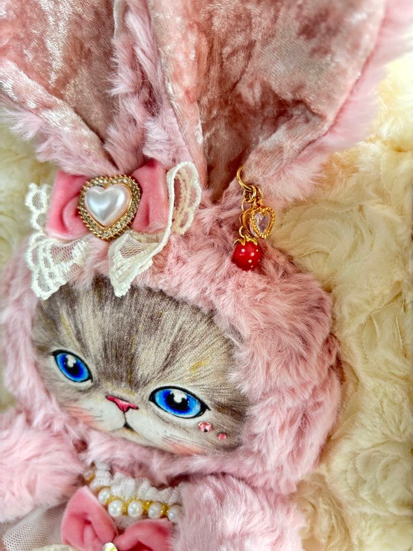 黒*こ様 コヤンイサムチョン　ファーフリルトートバッグ　ルミちゃん　ピンクうさち