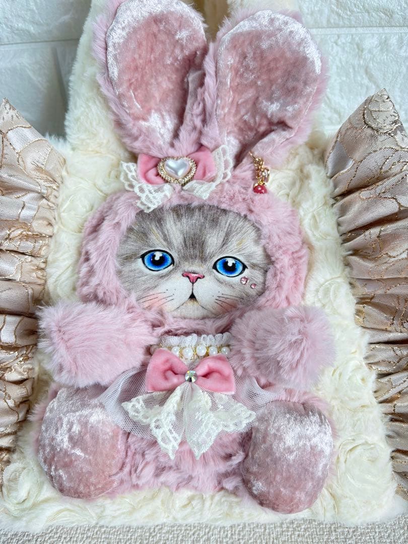 黒*こ様 コヤンイサムチョン　ファーフリルトートバッグ　ルミちゃん　ピンクうさち
