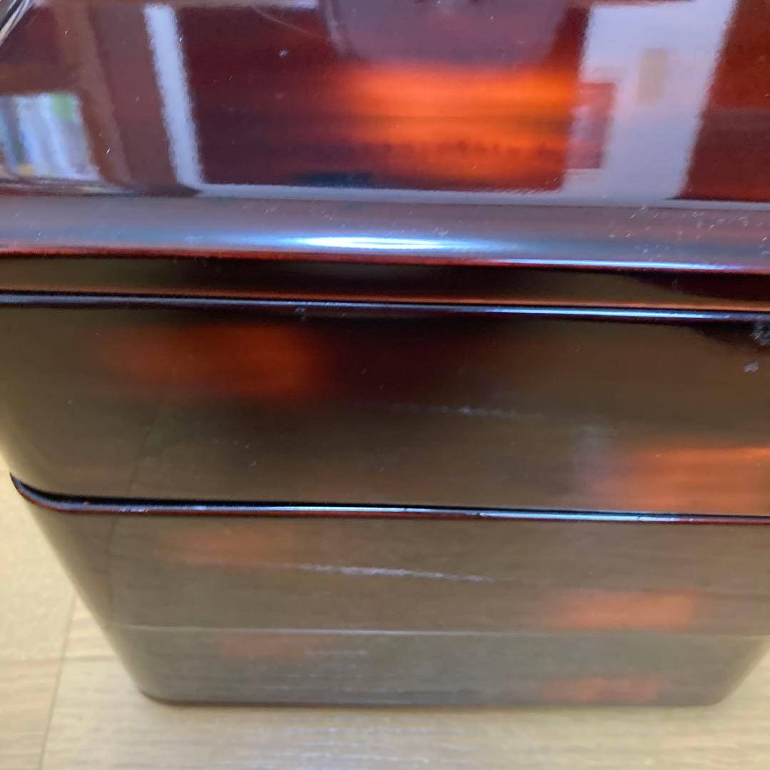 漆塗り三段重箱 赤内装　曙研出