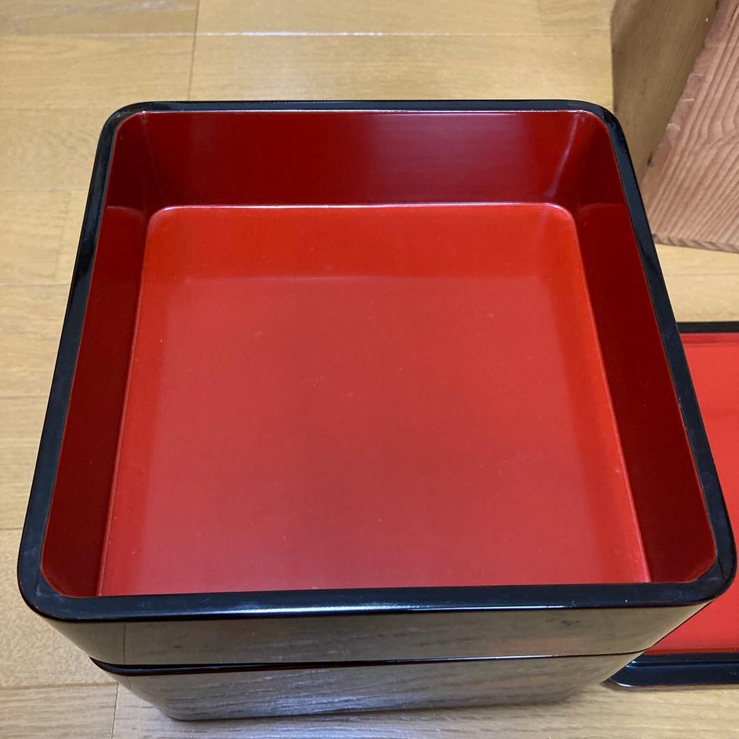 漆塗り三段重箱 赤内装　曙研出