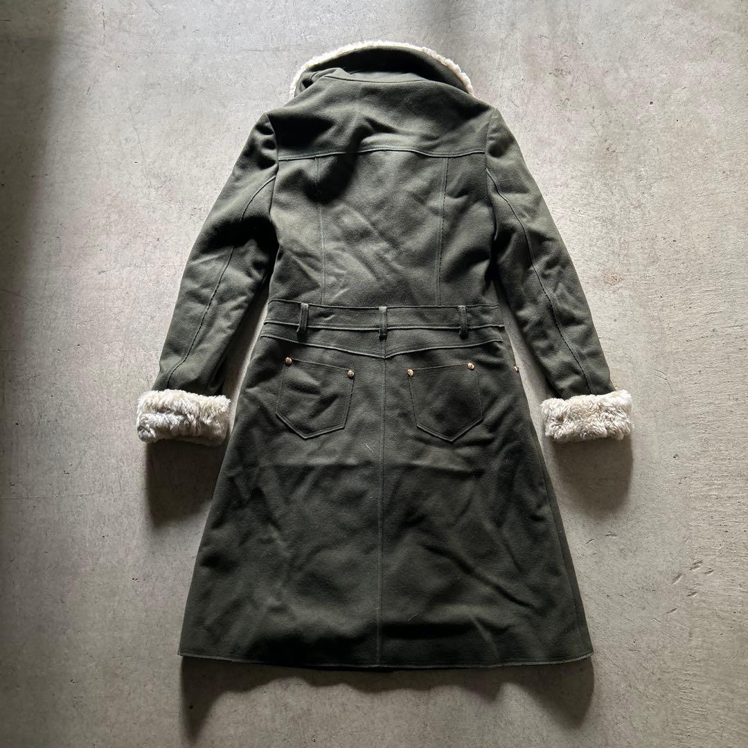 LOVE MOSCHINO ミリタリーコートSサイズ襟袖ファーカーキ