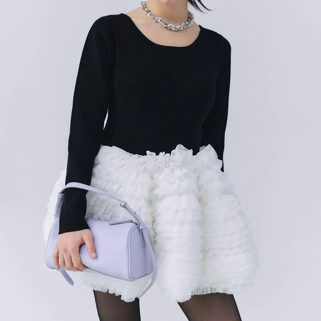 eimy istoire ボリュームチュールフリルニットワンピース