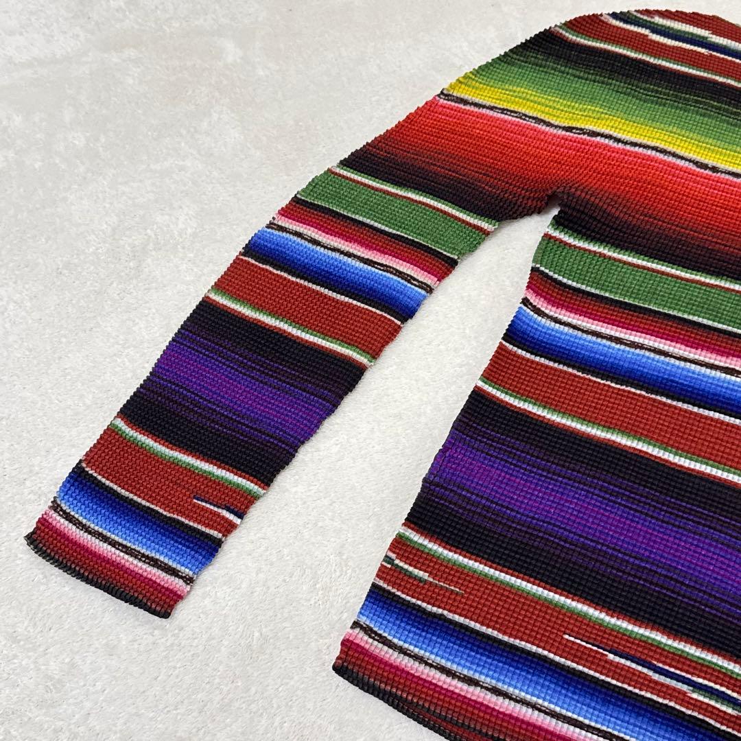 極美品✨ISSEY MIYAKE me プリーツ　長袖　マルチカラー　トップス