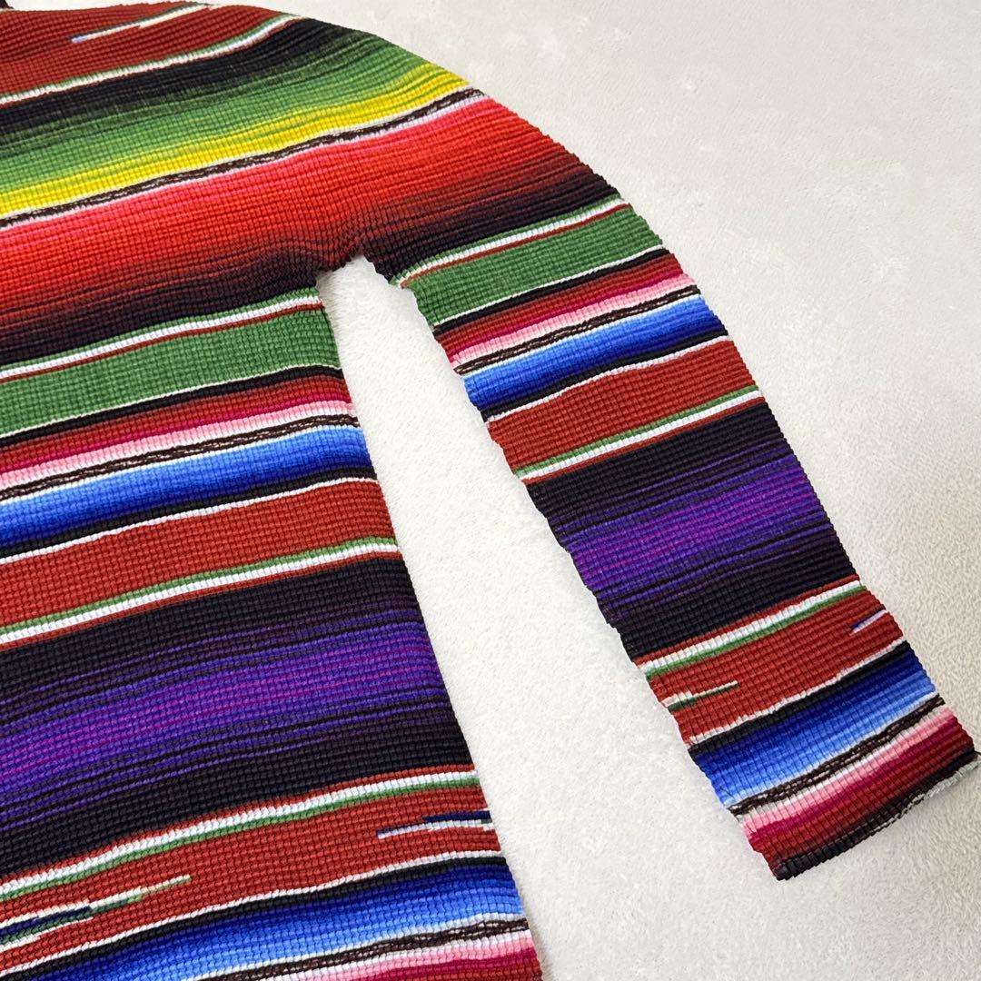 極美品✨ISSEY MIYAKE me プリーツ　長袖　マルチカラー　トップス